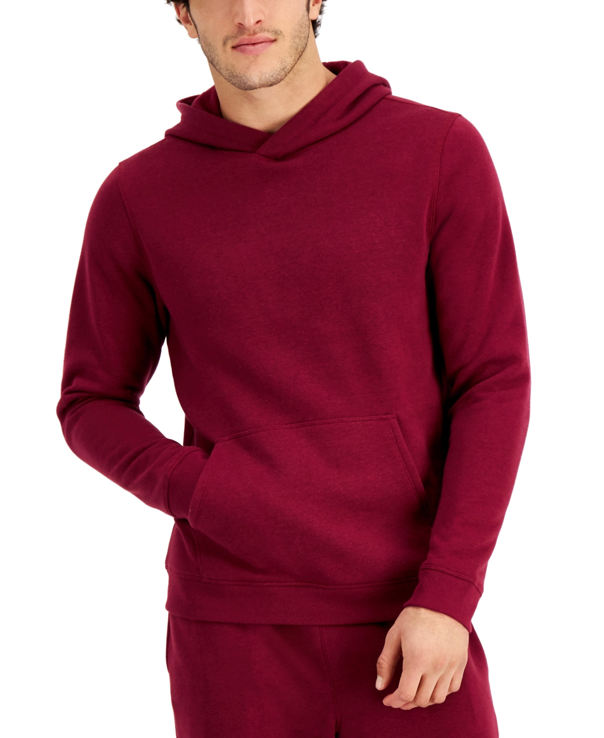 Id Ideology Men's Solid Fleece Hoodie  Wine Medium