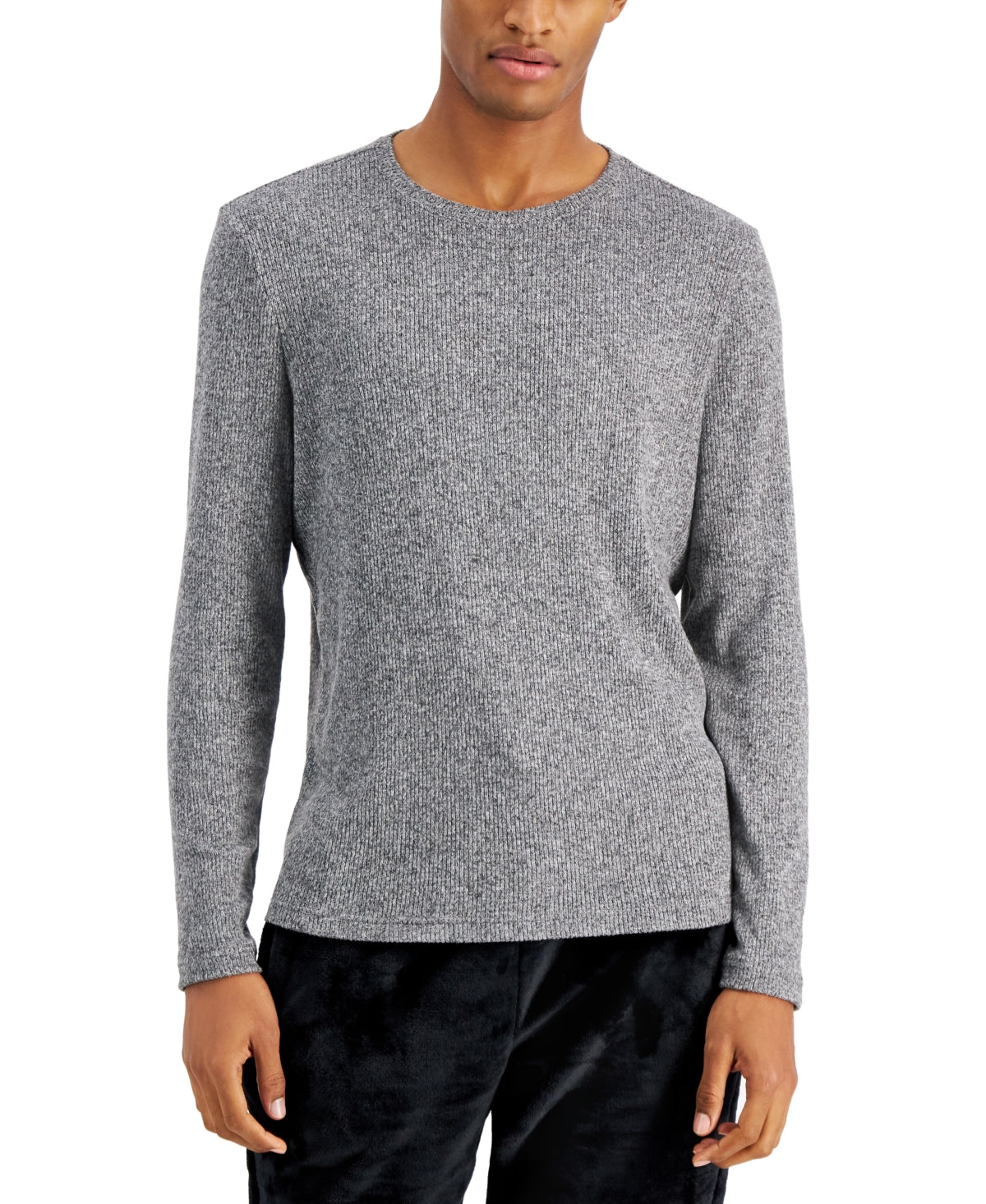 INC International Concepts Men's Textured Crewneck Sweater Black Medium