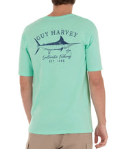 Guy Harvey Marlin Sketch Short Sleeve Crewneck T-Shirt Beach Glass Green Medium