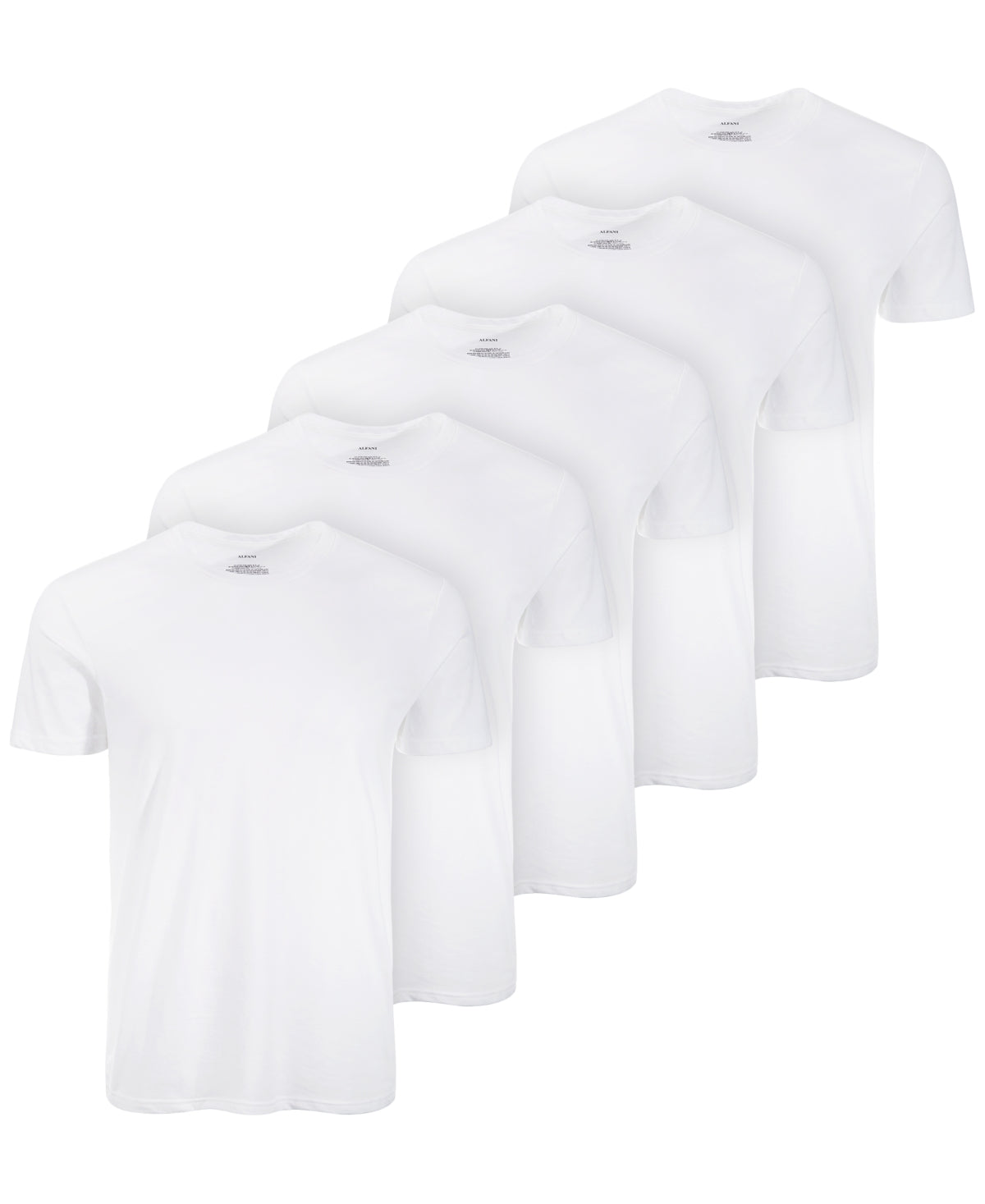 Alfani Mens 5 Pk Moisture-Wicking Underwear Short Sleeve T Shirt White Large