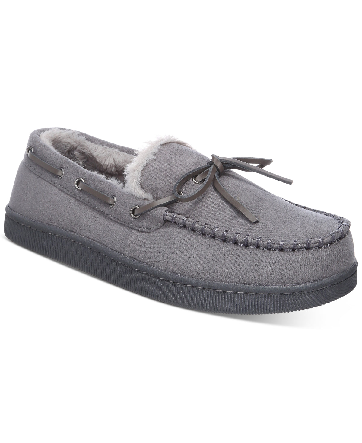 Club Room Mens Moccasin Slippers Grey Size Medium 8 to 9