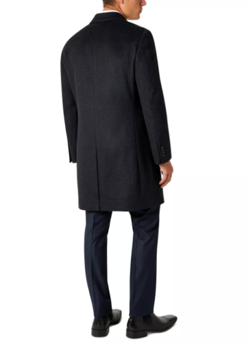 KENNETH COLE REACTION Men's Slim Fit Overcoat Charcoal 38S Single-Breasted Grey