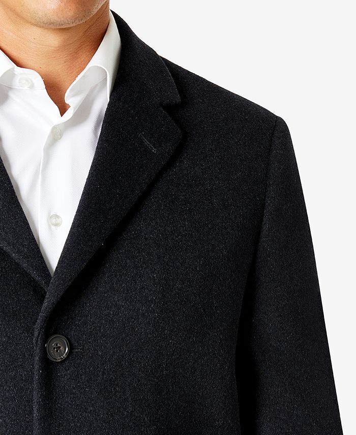 KENNETH COLE REACTION Men's Slim Fit Overcoat Charcoal 40R Single-Breasted Grey