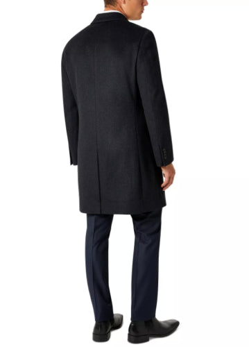 KENNETH COLE REACTION Men's Slim Fit Overcoat Charcoal 40R Single-Breasted Grey