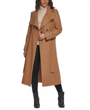 KENNETH COLE Women's Asymmetric Maxi Coat Camel 2 Wool NO BELT