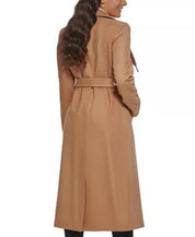 KENNETH COLE Women's Asymmetric Maxi Coat Camel 2 Wool NO BELT
