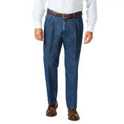Haggar Mens Classic fit Cotton Dress Pants 40 / 32 Blue Solid
