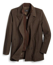 Kenneth Cole Men's Double Breasted Wool Blend Peacoat Small Bib Brown Coat