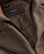 Kenneth Cole Men's Double Breasted Wool Blend Peacoat Small Bib Brown Coat