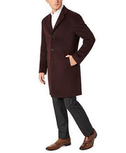 KENNETH COLE REACTION Men's Overcoat Burgundy 48L Coat Slim Single-Breasted