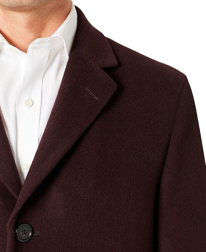 KENNETH COLE REACTION Men's Overcoat Burgundy 48L Coat Slim Single-Breasted