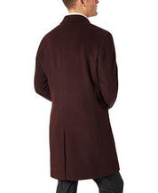 KENNETH COLE REACTION Men's Overcoat Burgundy 48L Coat Slim Single-Breasted
