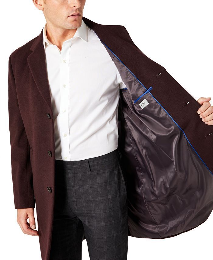 Kenneth Cole Mens Classic fit Overcoat Coat 46 R Red Solid