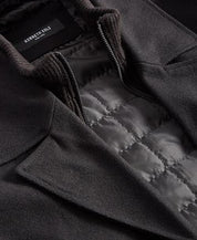 Kenneth Cole Men's Double Breasted Wool Blend Peacoat XL Bib Black Coat