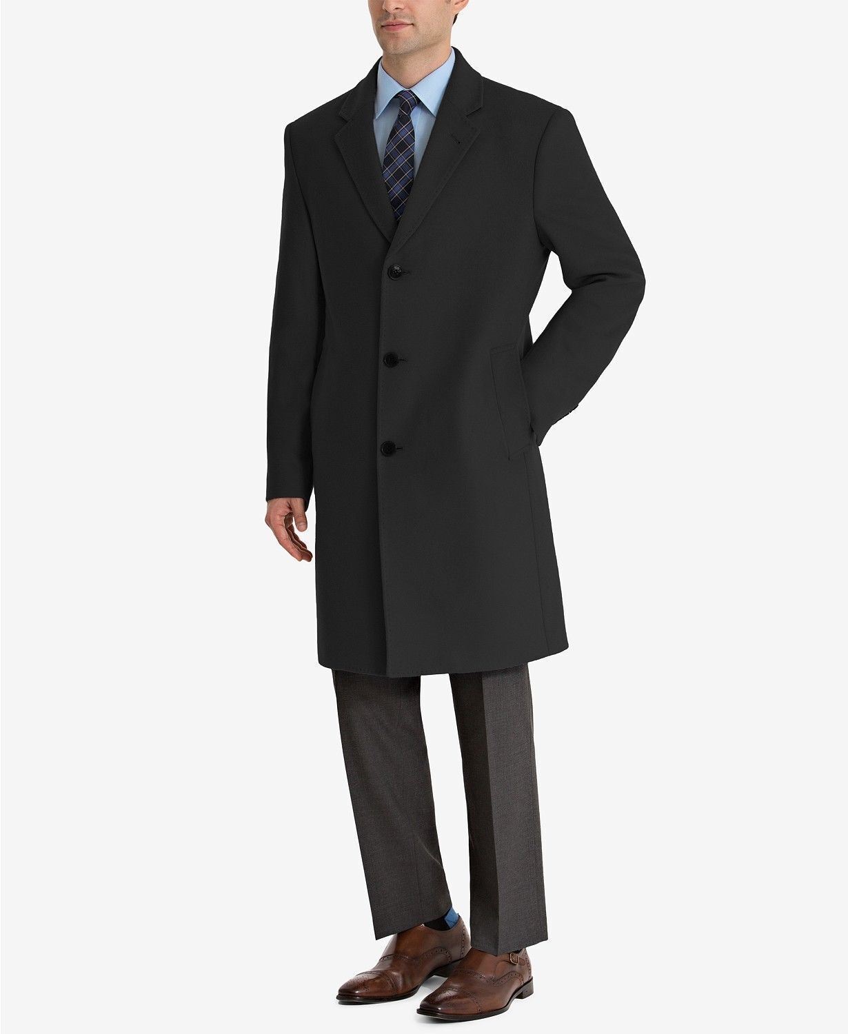 Lauren Ralph Lauren Mens Classic fit Overcoat Coat 40 S Black Solid