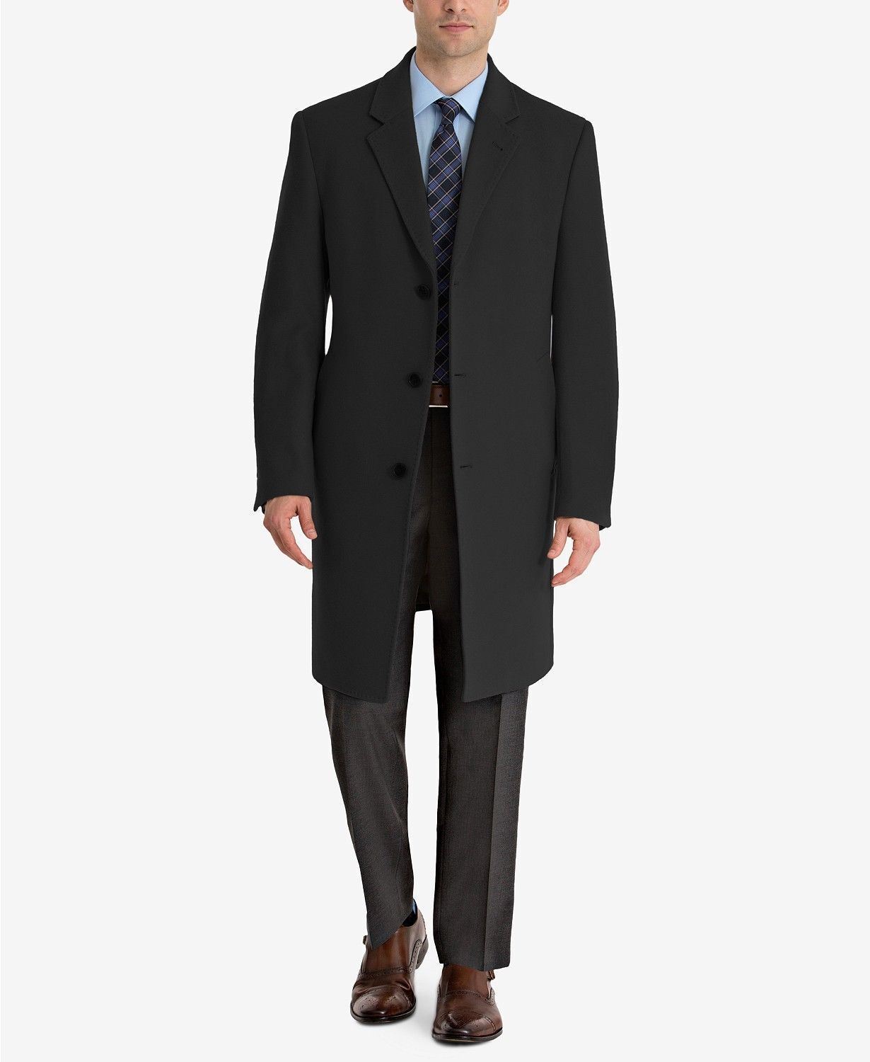 Lauren Ralph Lauren Mens Classic fit Overcoat Coat 40 S Black Solid