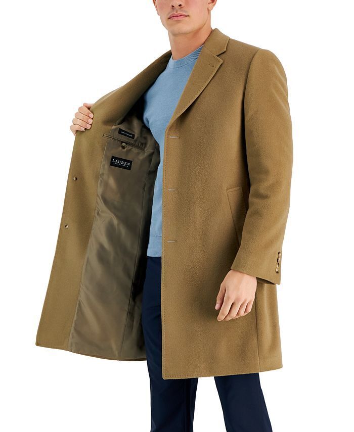 Lauren Ralph Lauren Mens Classic-Fit Pure Cashmere Overcoat Coat 36R Camel $1200