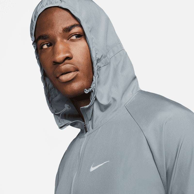 Nike Mens Miler Waterproof Hooded Running Jacket Smoke Grey Medium