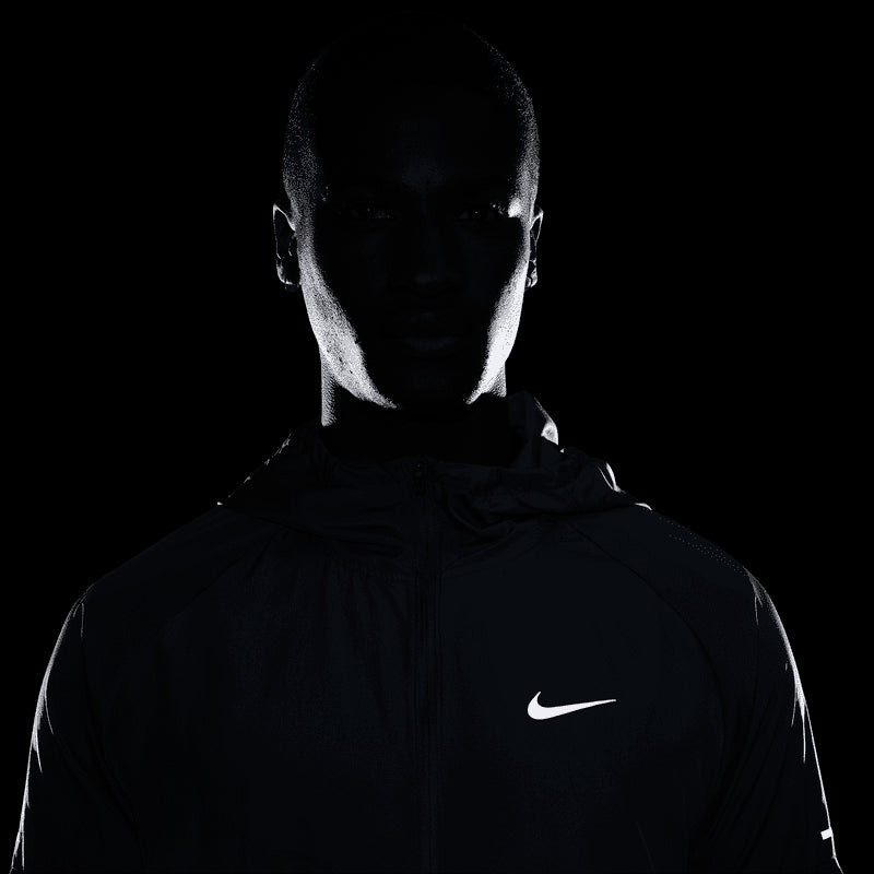 Nike Mens Miler Waterproof Hooded Running Jacket Smoke Grey Medium