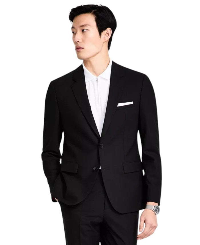 Hugo Boss Mens Modern fit Wool 2 Piece Suit 42 R Pants 36 / 32 Black Solid