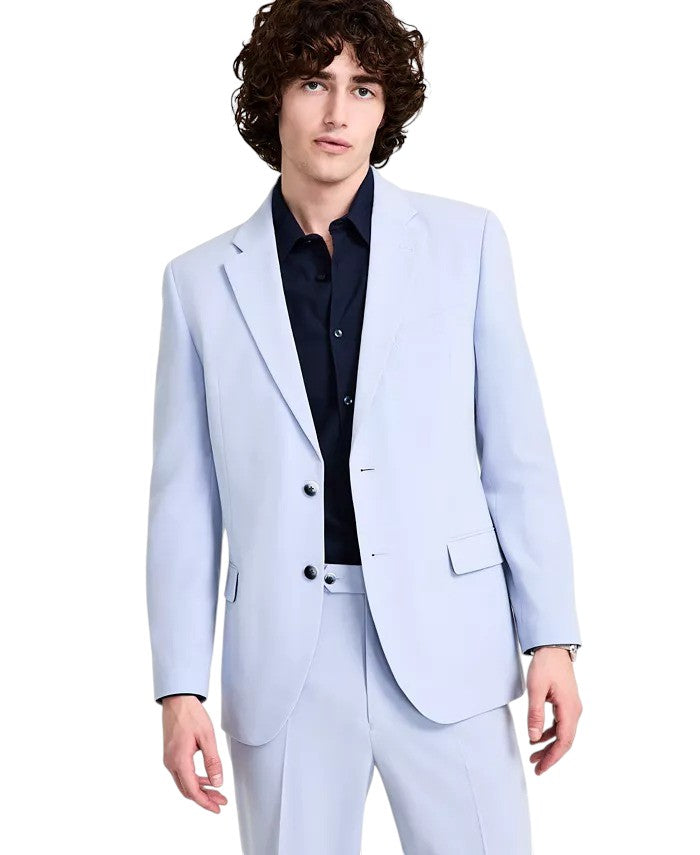 Nautica Mens Modern fit 2 Piece Suit 52 R / 47 Waist Light Blue Solid Stretch