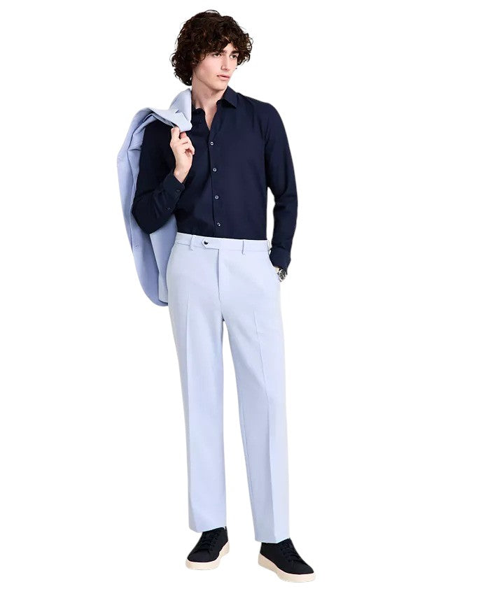 Nautica Mens Modern fit 2 Piece Suit 52 R / 47 Waist Light Blue Solid Stretch