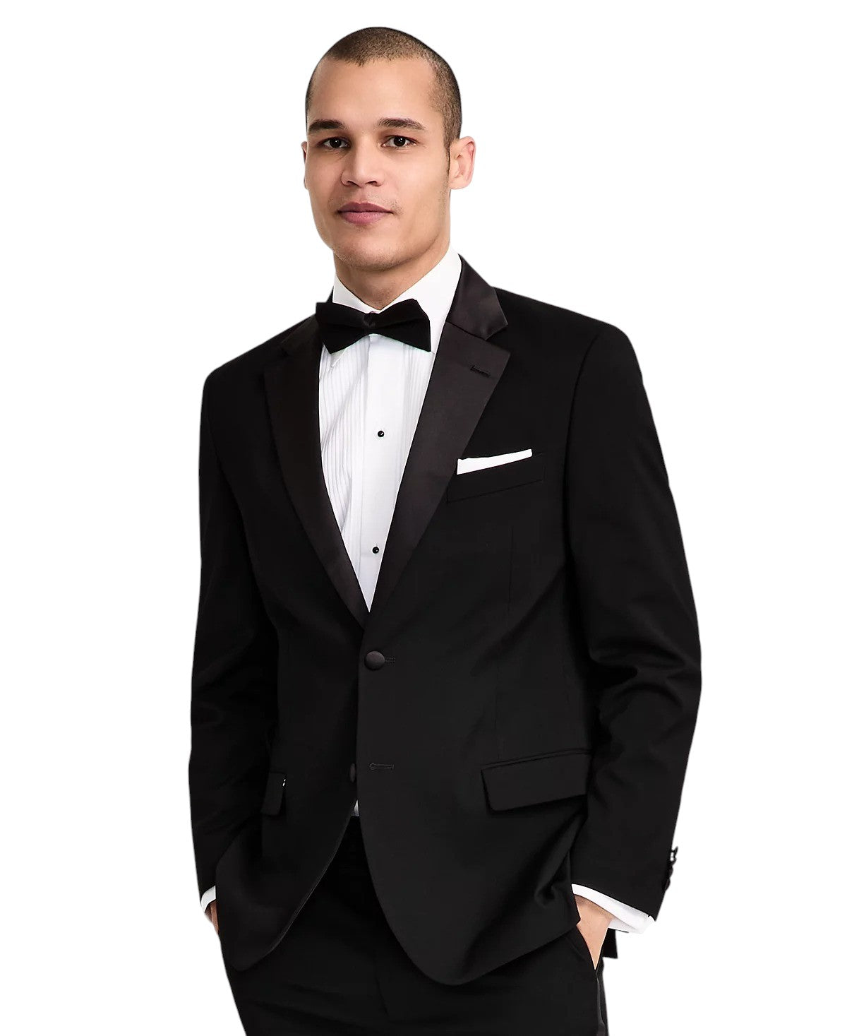 Nautica Mens Modern fit 2 Piece Tuxedo Suit 44 L / 38 Waist Black Solid Stretch
