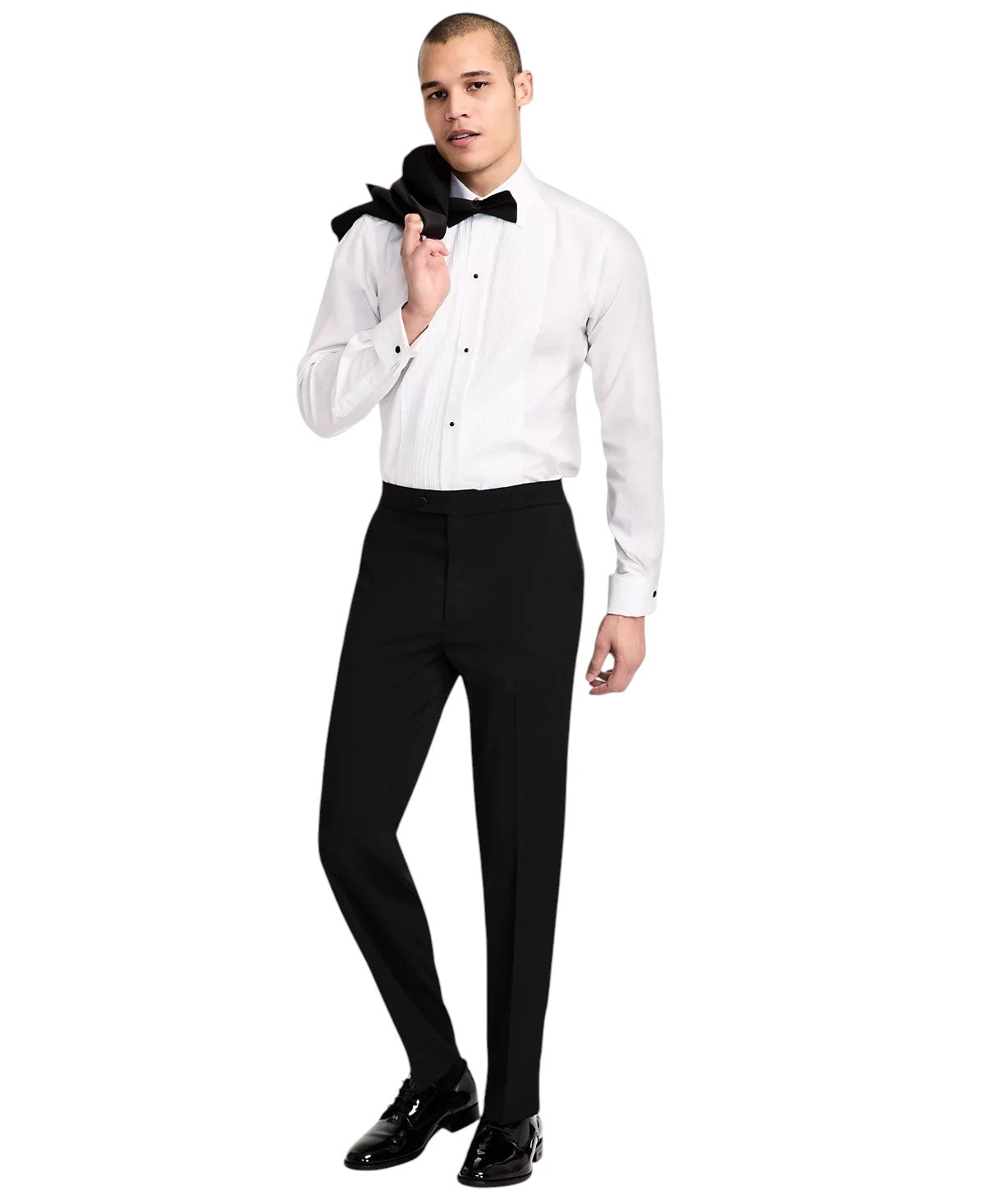 Nautica Mens Modern fit 2 Piece Tuxedo Suit 38 S / 32 Waist Black Solid Stretch