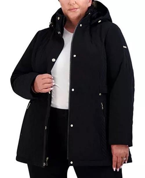 LAUNDRY BY SHELLI SEGAL Women's Plus Lined Quilted Coat 2X Black