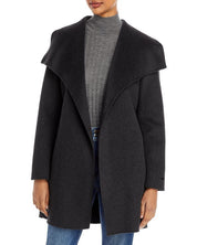 T Tahari Womens Ella Belted Coat Small Deep Charcoal Grey