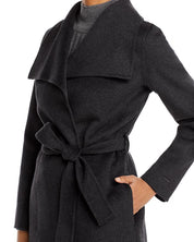 T Tahari Womens Ella Belted Coat Small Deep Charcoal Grey