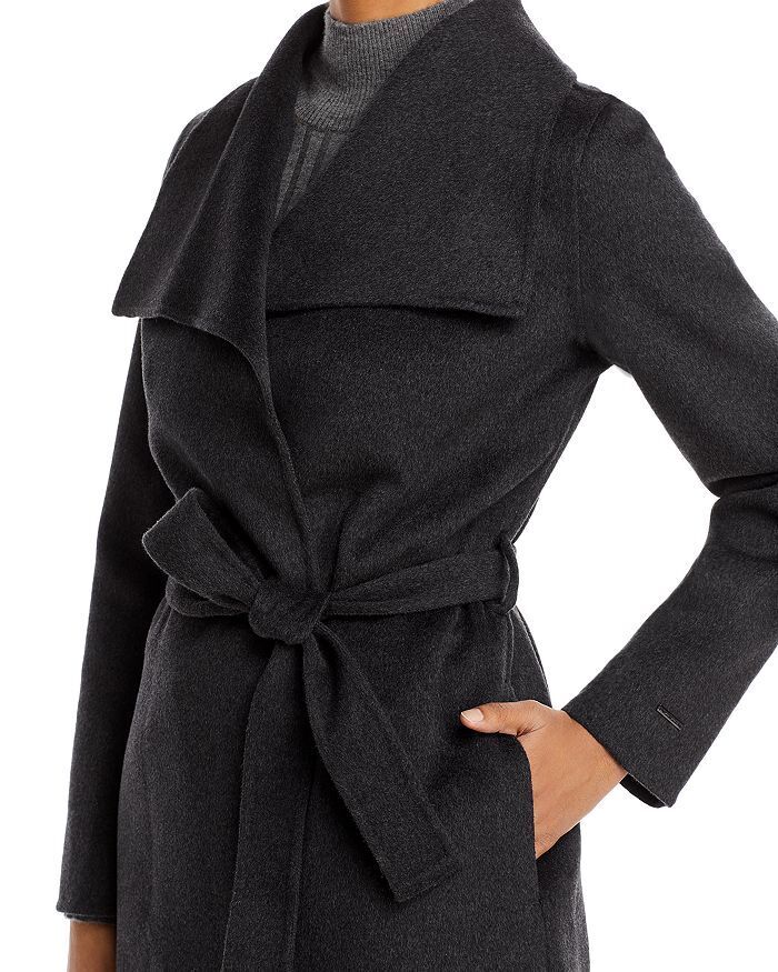 T Tahari Womens Ella Belted Coat Small Deep Charcoal Grey