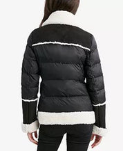 Tahari Women's Faux-Fur-Trim Puffer Coat Black / White XL
