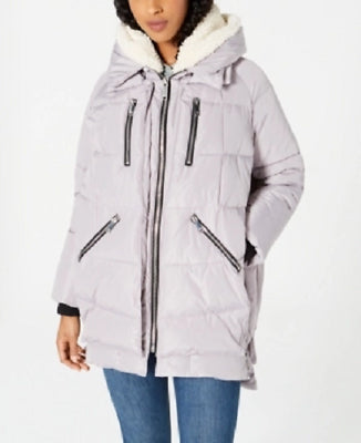 Halifax Womens Oversized Hooded Fleece-Lined Puffer Coat XL Grey