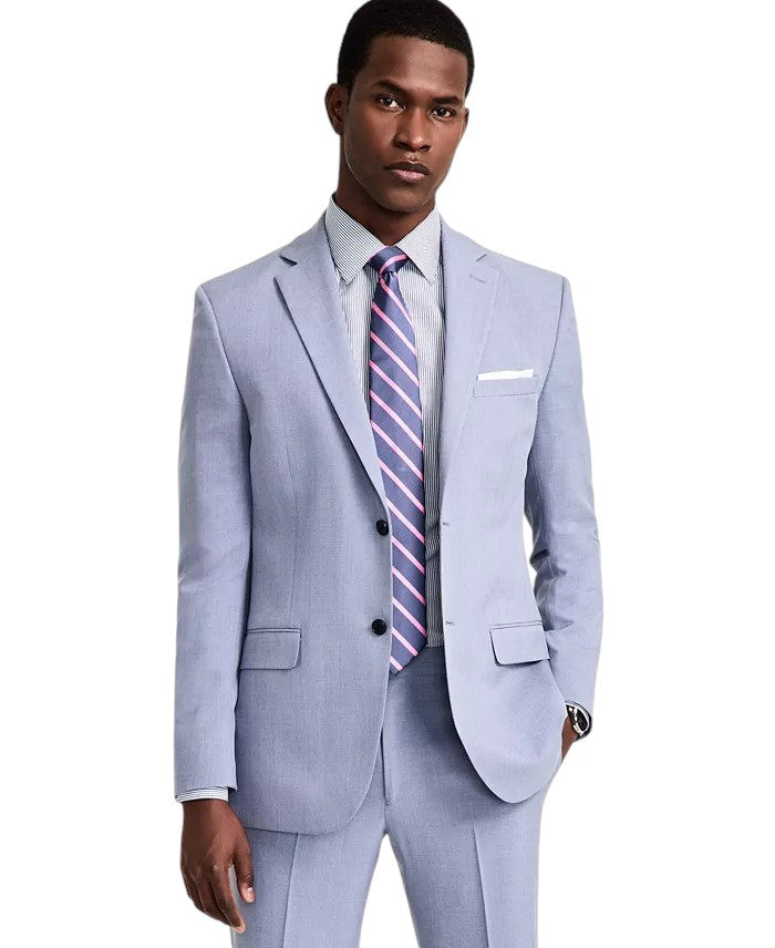 Dkny Mens Modern fit 2 Piece Suit 36 R / 29 Waist Light Blue Solid Stretch