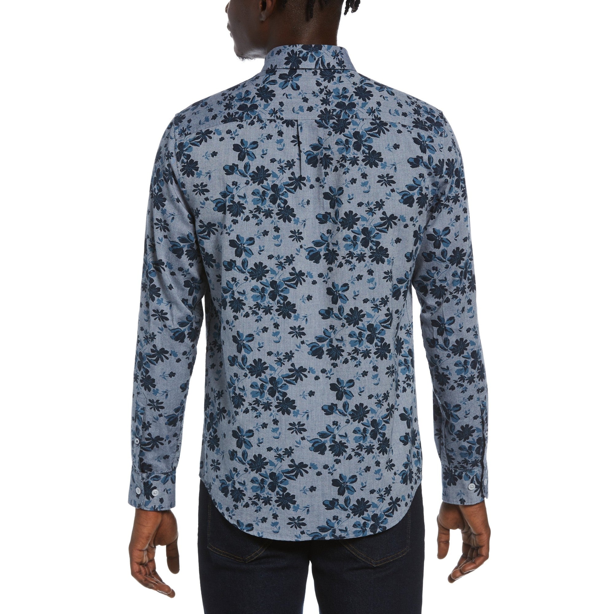 Original Penguin Men's Slim-Fit Floral-Print Button Down Shirt Sapphire Large