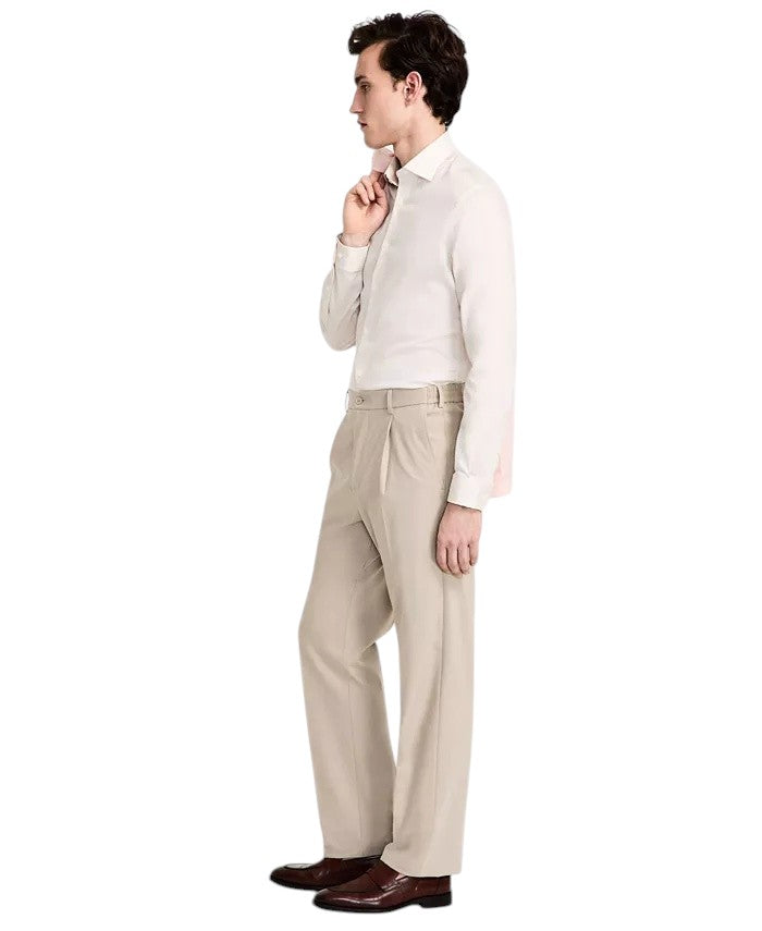 Tommy Hilfiger Mens Relaxed fit Pleated Dress Pants 36 / 32 Beige Solid