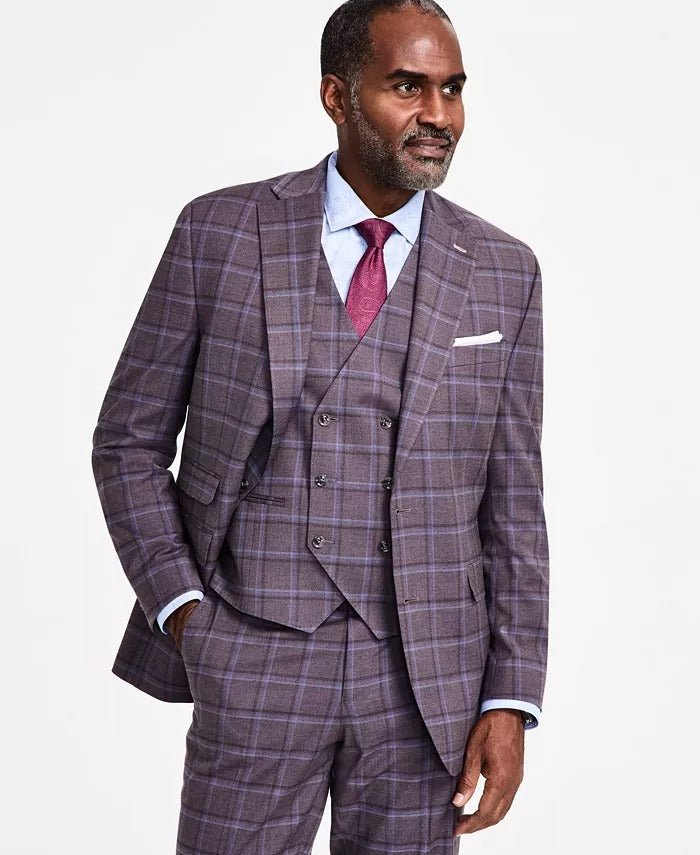 Tayion Mens Regular fit Suit Jacket Blazer 42 S Purple Plaid