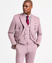 Tayion Mens Classic fit Suit Jacket Blazer 44 S Pink Solid