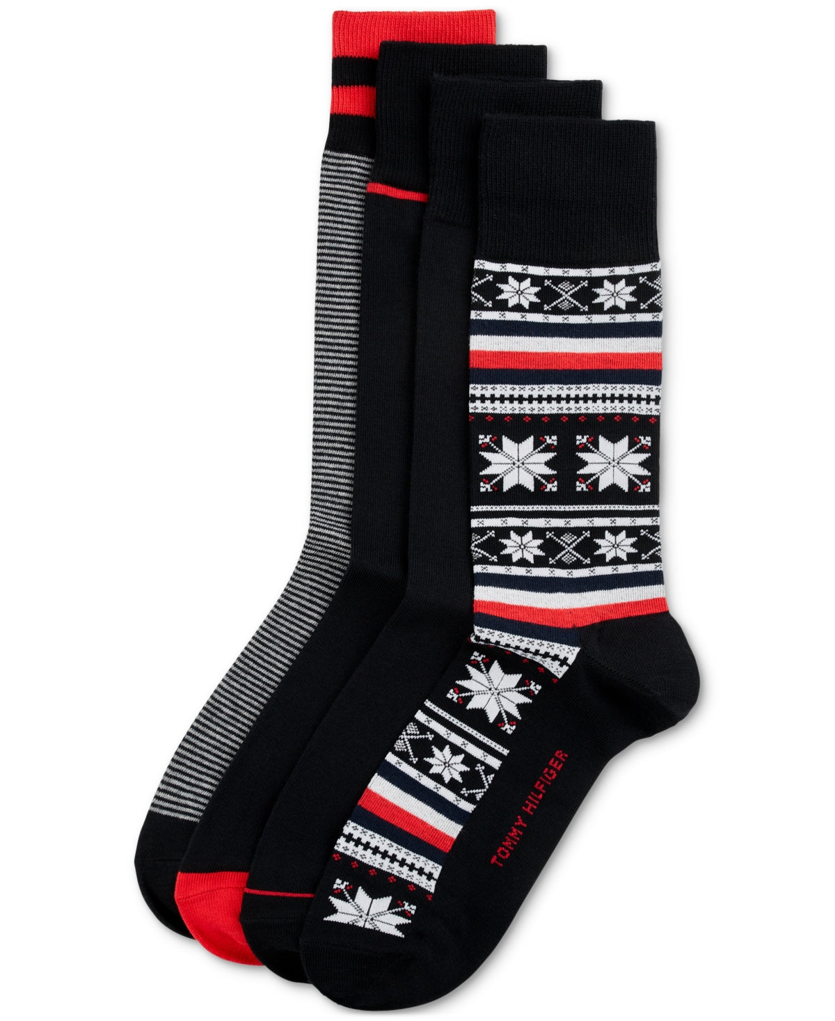 Tommy Hilfiger Mens 4 Pk Holiday Crew Socks Oxford Black One Size