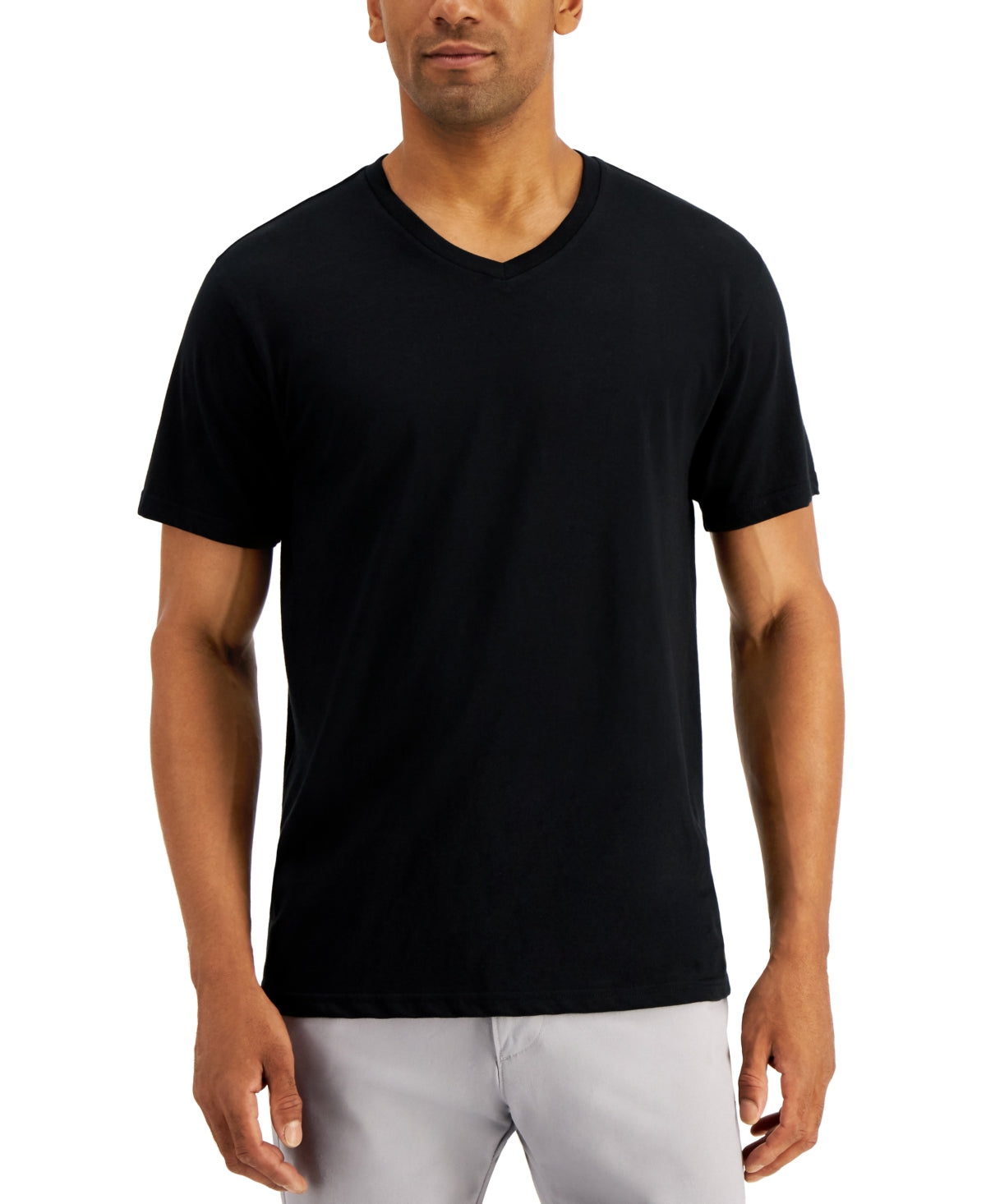 Alfani Mens Regular fit Short Sleeve T-Shirt Shirt XL Black Solid