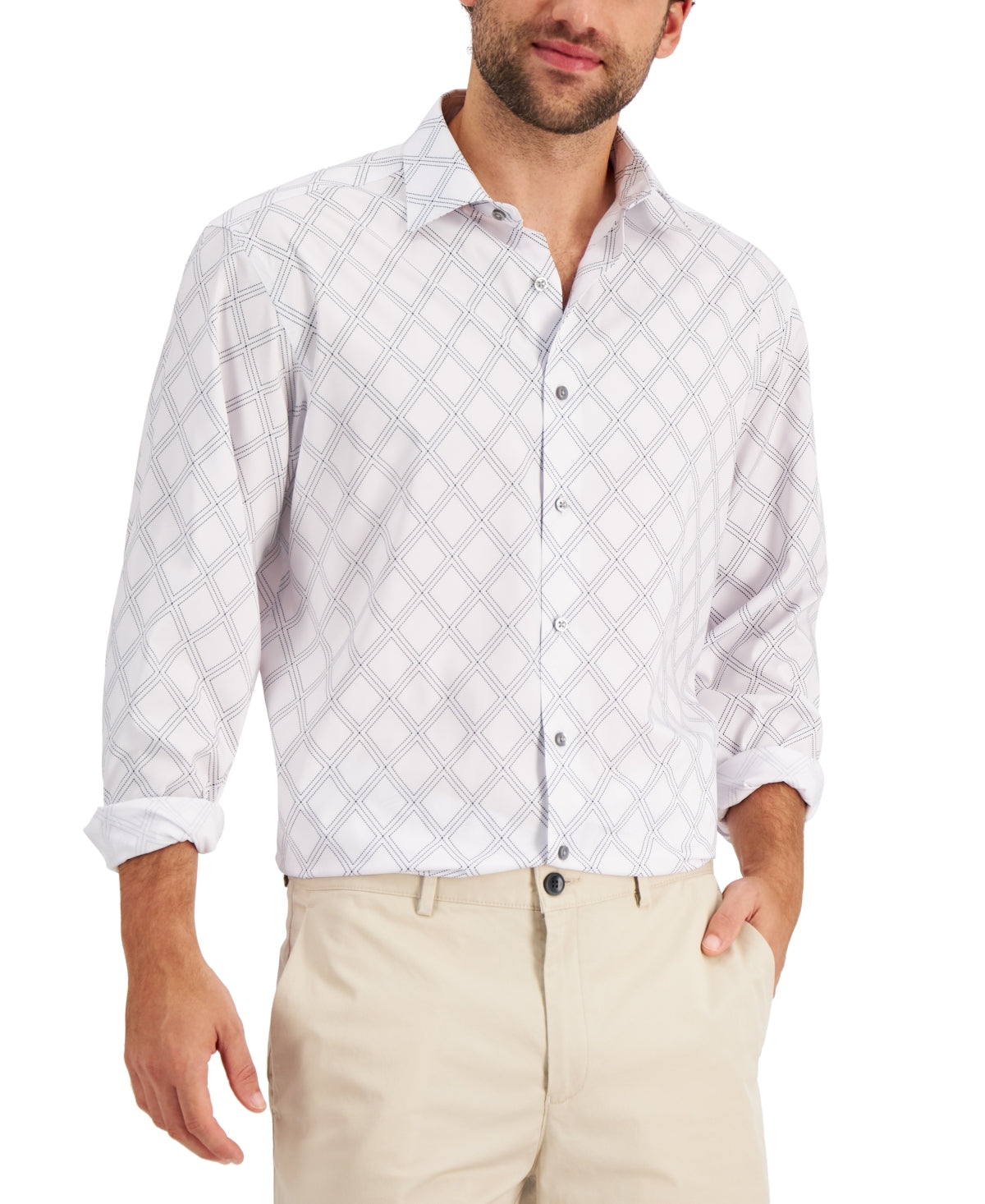 Alfani Mens Regular Fit Button Down Dress Shirt White Size XL