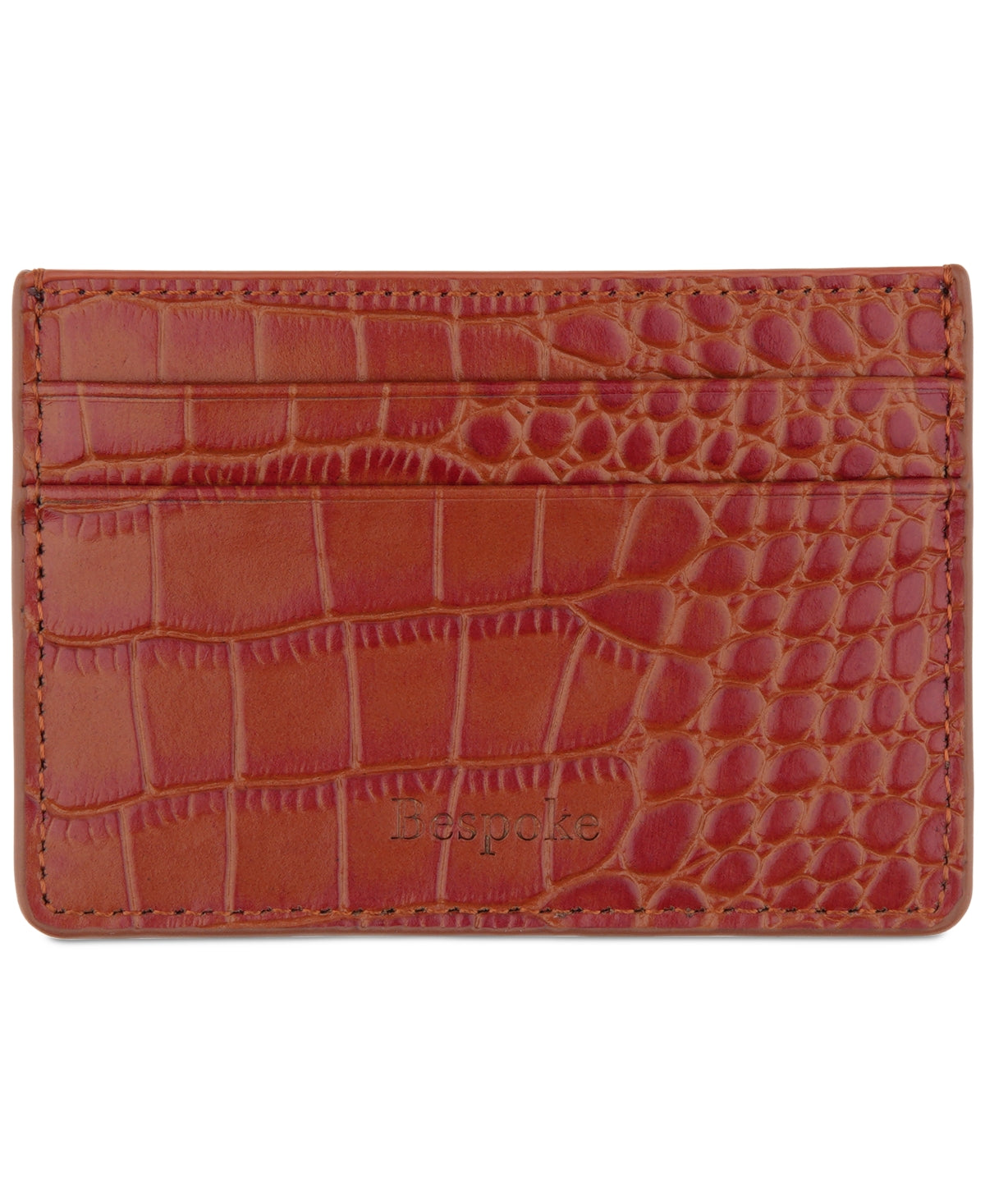 Bespoke Men's Wallet Gator Embossed Leather Card Case Tan Osfa Reg