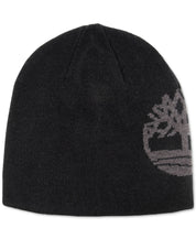 Timberland Men's Reversible Logo Jacquard Beanie Hat Wheat Brown Black
