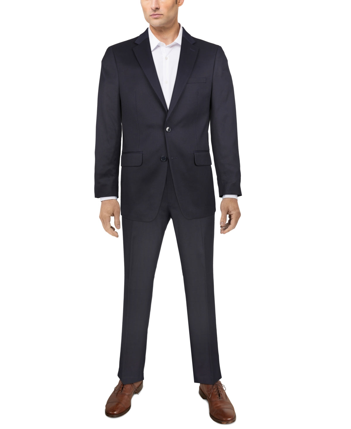 Van Heusen Men's Suit Navy Blue 42L / 35 x 33 Flex Slim Fit