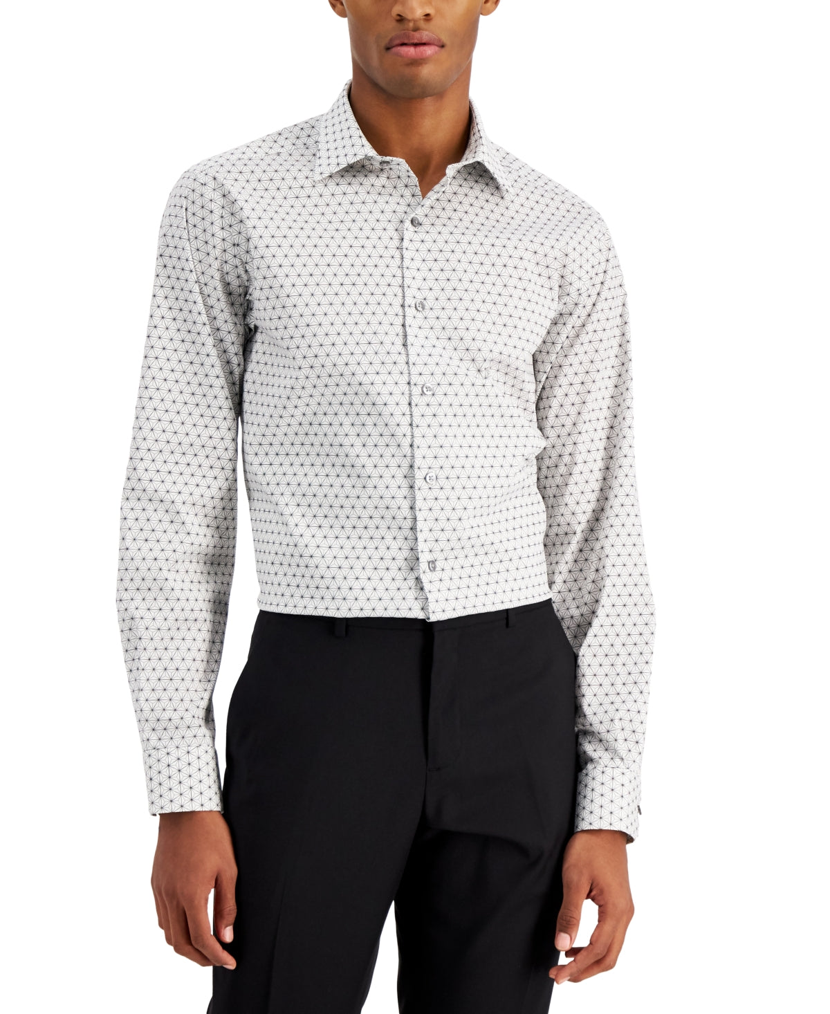Alfani Mens Slim Fit Button Down Dress Shirt White Size Medium