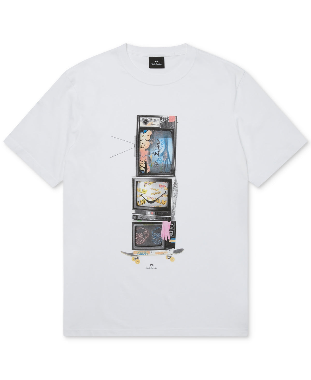 PAUL SMITH Mens TV Graphic Short Sleeve T-Shirt White XL