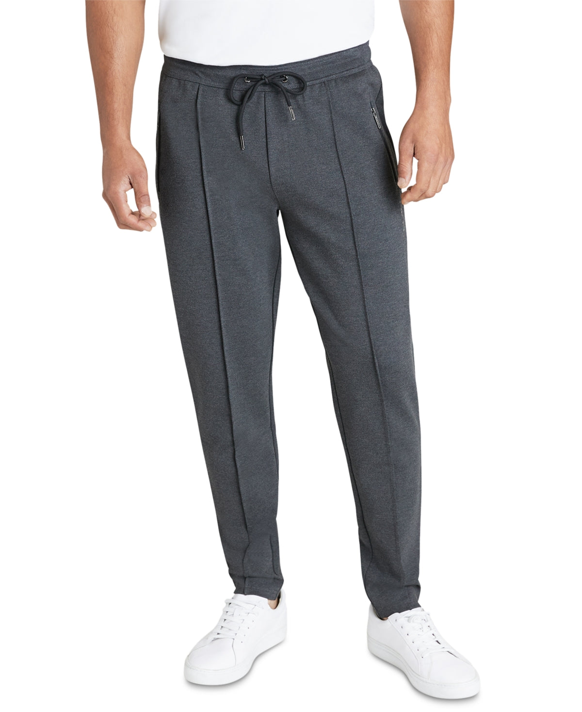 DKNY Mens Posada Stretch Knit Track Jogger Sweat Pants Medium Charcoal Grey