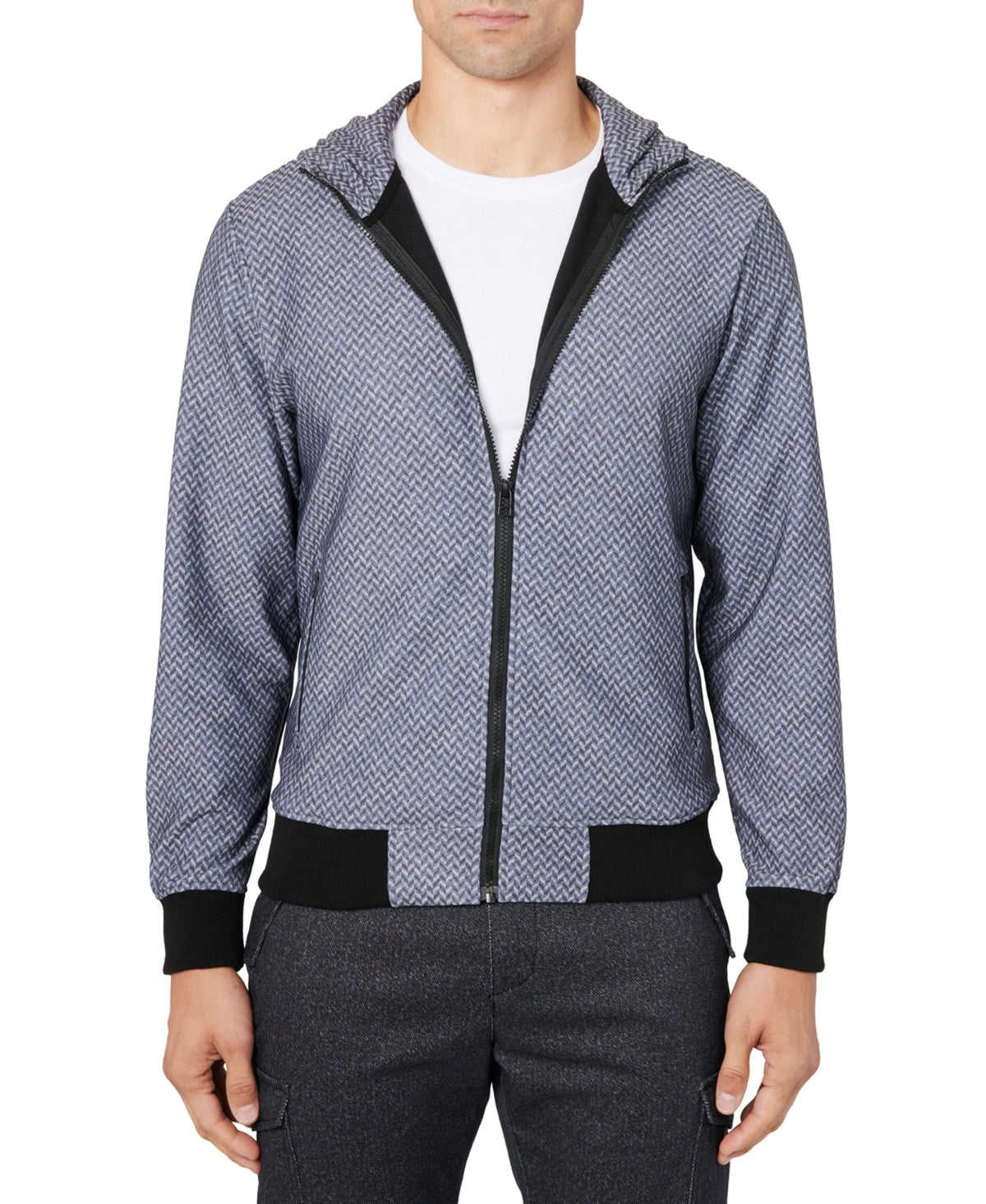 Brooklyn Brigade Mens Regular fit Full Zip Sweatshirt XXL Grey Herringbone