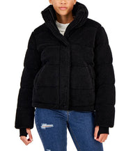 S13 Women's Lily Sherpa Stand-Collar Puffer Coat Large Solid Black